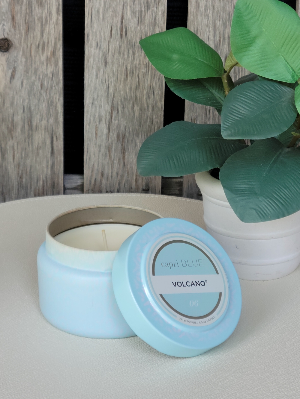 capri BLUE Volcano Candle - Aqua Covered Tin